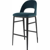 Roger Bar Stool in Blue Velvet on Steel Legs