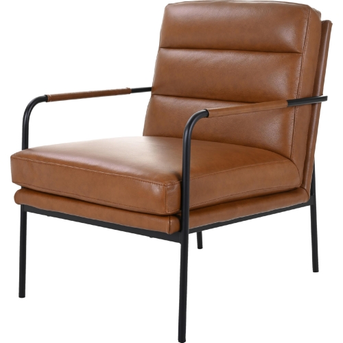 Verlaine Chair in Chestnut Brown Top Grain Leather & Metal