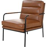 Verlaine Chair in Chestnut Brown Top Grain Leather & Metal