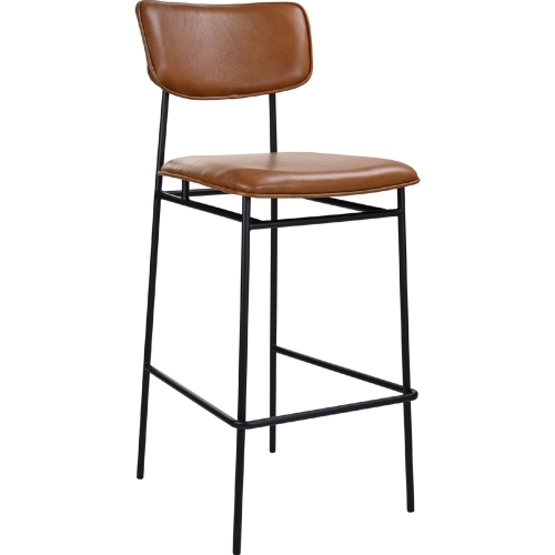 Sailor Bar Stool in Brown Top Grain Leather & Metal