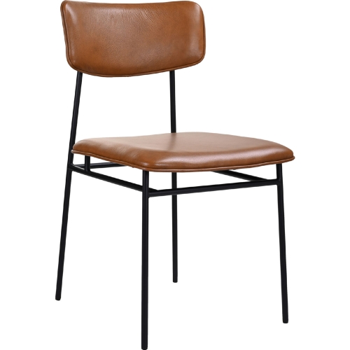 Sailor Dining Chair Brown Top Grain Leather & Metal (Set of 2)