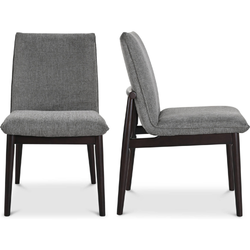 Charlie Dining Chair in Dark Grey Fabric & Wood (Set of 2)