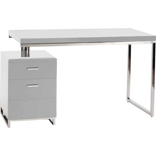 Martos Desk in White Lacquer & Brushed Stainless Steel