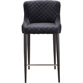 Etta Counter Stool in Quilted Dark Grey Velvet on Metal