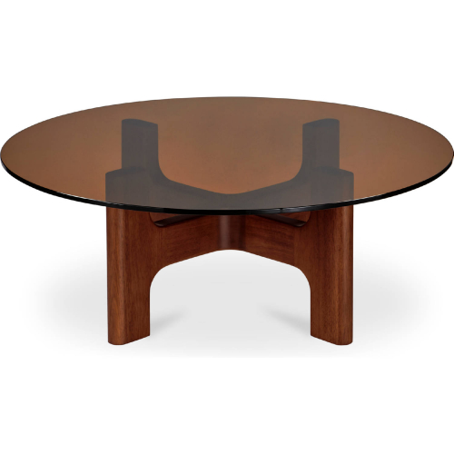 Luke Coffee Table in Wood & Amber Tempered Glass