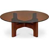 Luke Coffee Table in Wood & Amber Tempered Glass