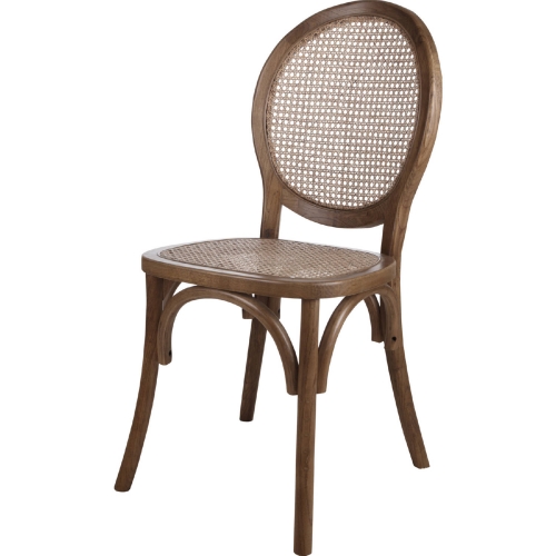 Rivalto Dining Chair in Walnut Finish & Rattan (Set of 2)