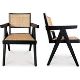 Takashi Dining Chair in Black Wood & Rattan (Set of 2)