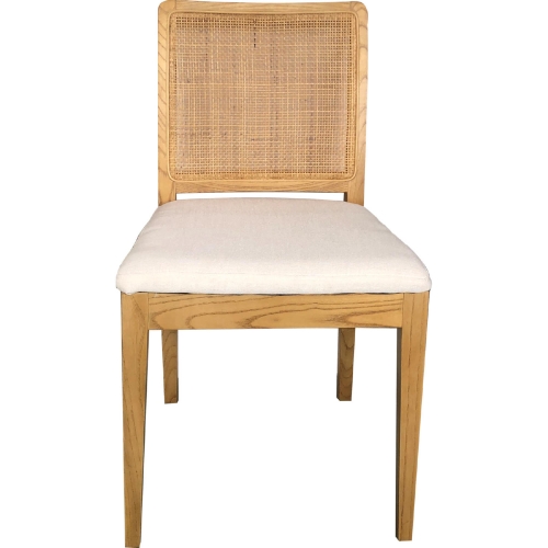 Orville Dining Chair in Wood, Rattan & Neutral Fabric (Set of 2)