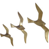 Marley Birds Wall Art in Gold Aluminum (Set of 3)