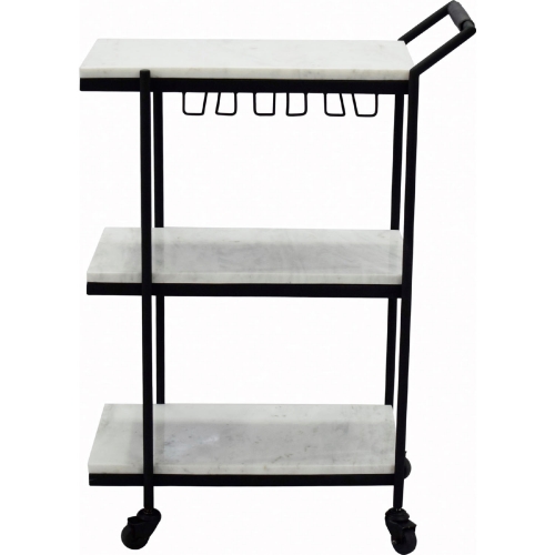 After Hours Bar Cart in White Marble & Iron