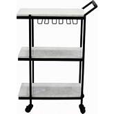 After Hours Bar Cart in White Marble & Iron