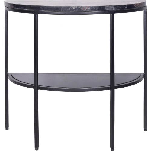 Aurora Outdoor Side Table in Marble, Grey Smoke Glass & Black Iron