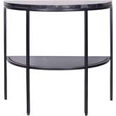 Aurora Outdoor Side Table in Marble, Grey Smoke Glass & Black Iron