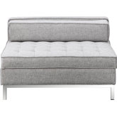 Covella Storage Ottoman in Tufted Light Grey Fabric