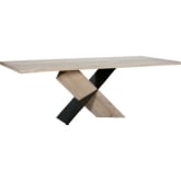 Instinct 79" Dining Table in Oak with White Wax Finish & Metal