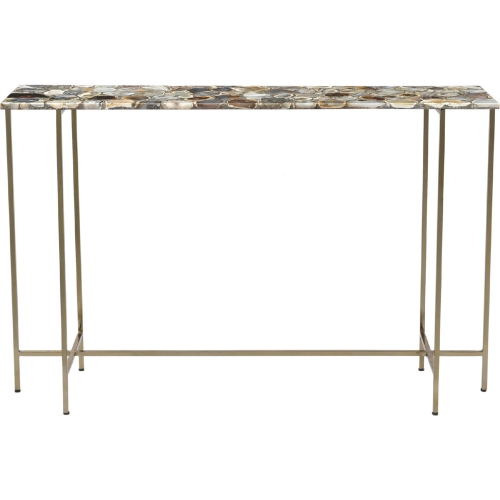 Agate Console Table in Multicolor on Brass Iron Base