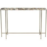 Agate Console Table in Multicolor on Brass Iron Base