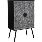 Sunburst Wine Cabinet in Black Mango Wood & Bone