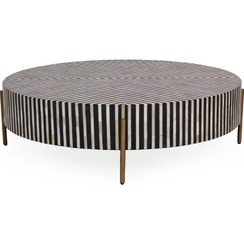 Chameau Coffee Table in Black, White & Brass