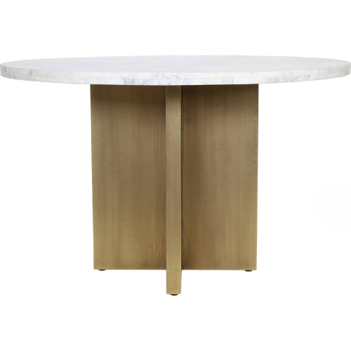 Graze 48" Round Dining Table in White Marble & Brass Iron