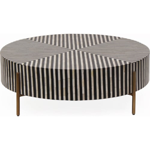 Chameau 36" Coffee Table in Black, Camel & Brass