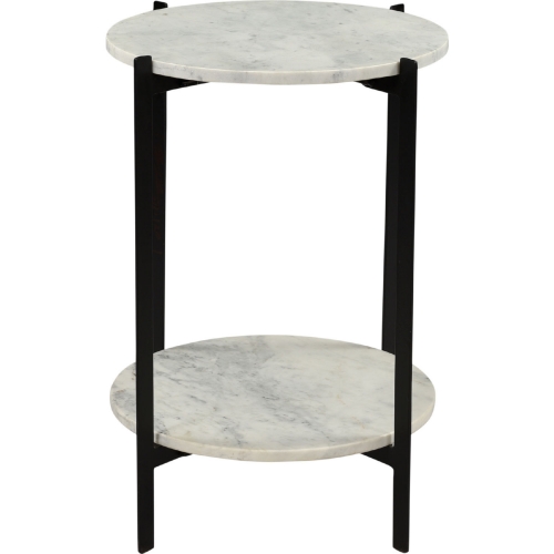 Melanie Accent Table in White Marble & Black Iron