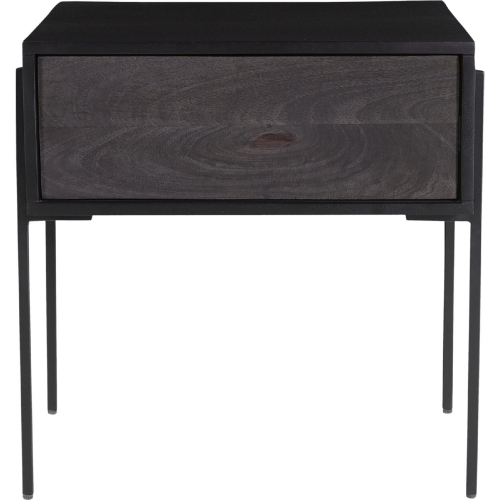 Tobin Side Table in Mango Wood & Charcoal Metal