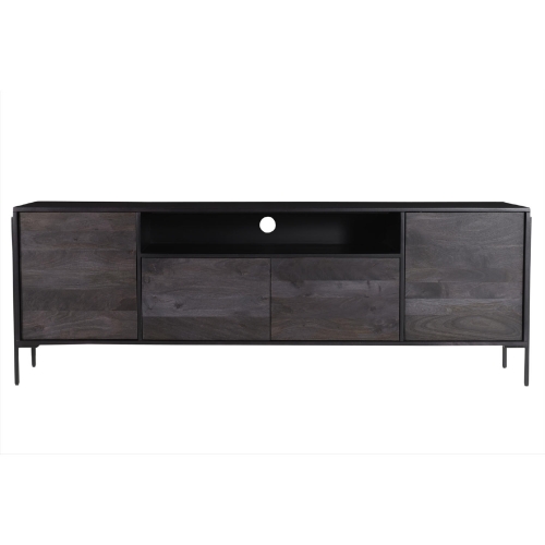 Tobin 76" TV Stand in Mango Wood & Charcoal Metal