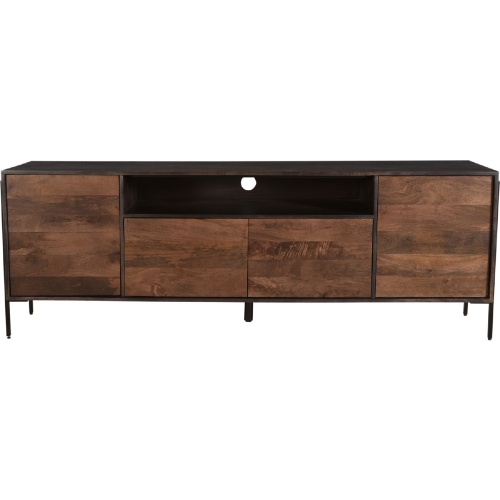 Tobin 76" Entertainment TV Stand in Solid Mango Wood & Iron