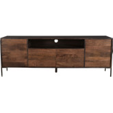 Tobin 76" Entertainment TV Stand in Solid Mango Wood & Iron