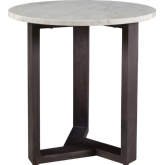 Jinxx Side Table in White Marble & Charcoal Acacia