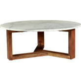 Jinxx Coffee Table in White Marble on Wood Base