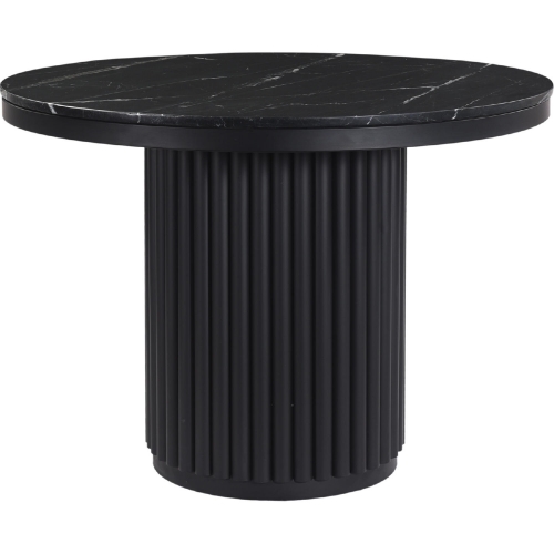 Tower 42" Round Dining Table Black Marble & Black