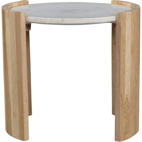 Dala Side Table in Banswara White Marble & Oak