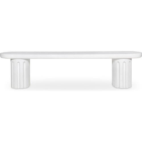 Eris Outdoor Dining Bench in White Fiberglass Reinforced Concrete