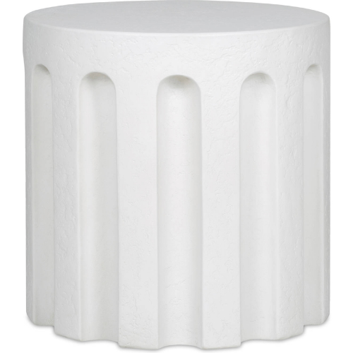 Eris Outdoor Accent Side Table in White Fiberglass Reinforced Concrete