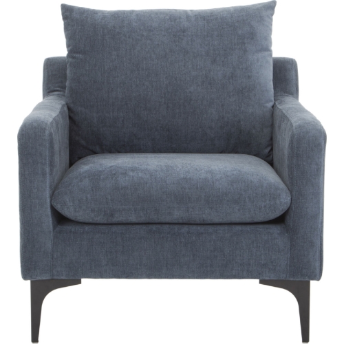 Paris Accent Arm Chair in Dust Blue Fabric & Steel