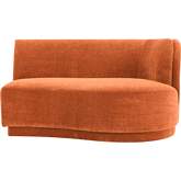 Yoon Right  Arm Facing Chaise Fire Rust Orange Velvet