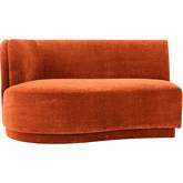 Yoon Left Arm Facing Chaise Fire Rust Orange Velvet