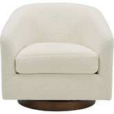 Oscy Swivel Chair Vegan Shearling White & Wood