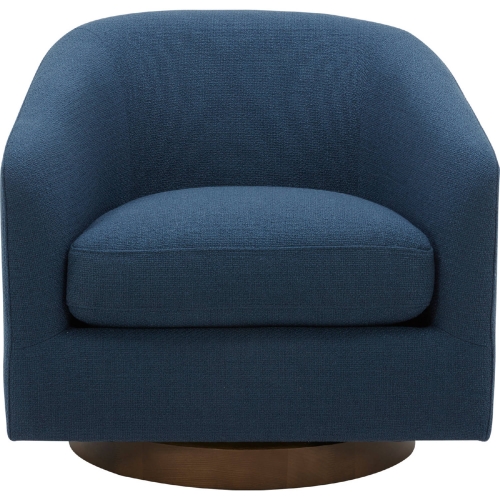 Oscy Swivel Chair Dark Atlantic Blue Fabric & Wood