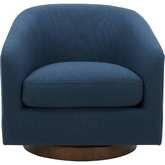 Oscy Swivel Chair Dark Atlantic Blue Fabric & Wood