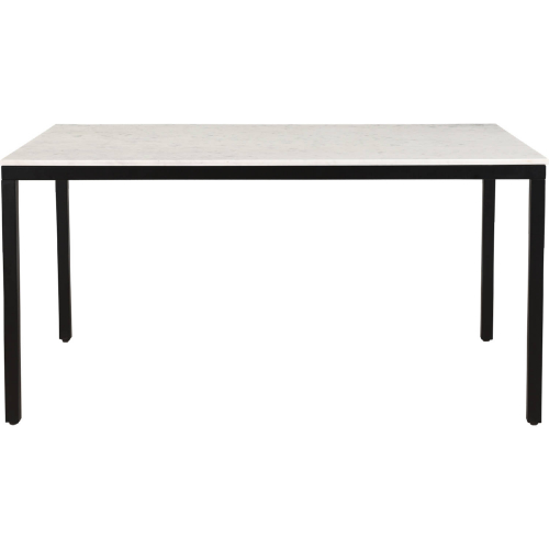 Parson 60" Dining Table in White Marble & Black Iron