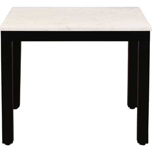 Parson Side Table in White Marble & Black Iron