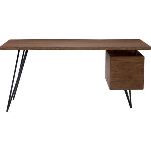 Nailed Desk in Solid Acacia Wood on Iron Legs