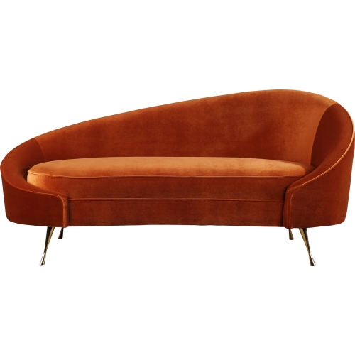 Abigail Chaise in Umber Orange Velvet & Gold Stainless Steel