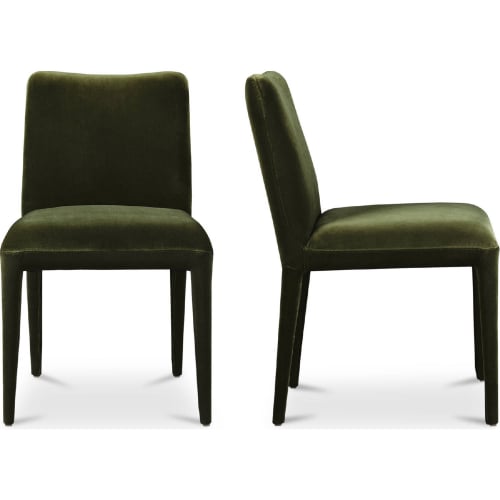 Calla Dining Chair inGreen Velvet & Wood (Set of 2)