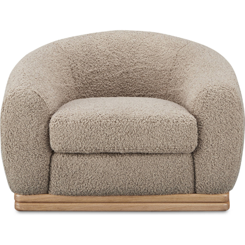 Marlowe Accent Lounge Chair in Taupe Faux Shearling Fabric & Wood