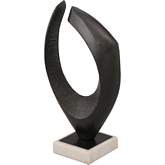 Hone Sculpture in Dark Aluminum & White Marble